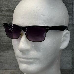 Men’s Half Rim Purple Lens Black Frame Sunglasses A3064BD-AC
